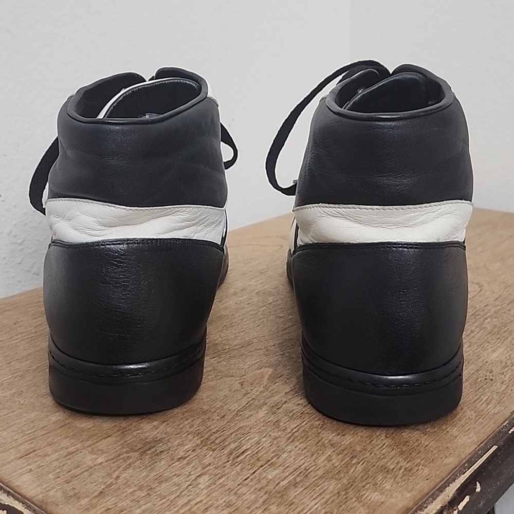 GUCCI Men's Black and White Leather GG Interlocking Logo High Top Sneakers Sz11 - Picture 3 of 14